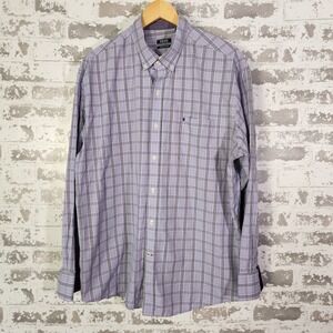 IZOD Premium Essentials Men's XL Plaid‎ Long Sleeve Button Down Shirt Business